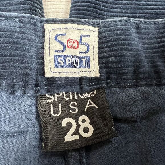 Split Vintage Skateboard Blue Corduroy Embroidered Grunge Y2K Pants Sz 28 Baggy - Picture 7 of 11